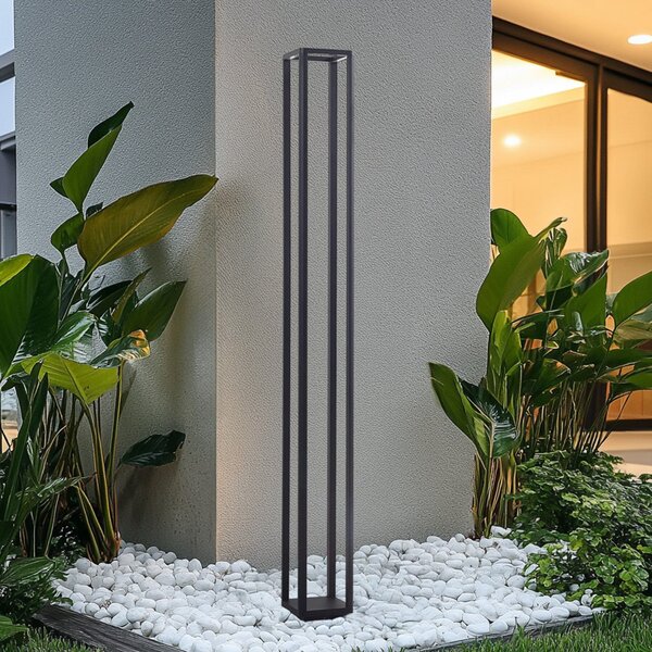 Lucande LED lumină de exterior Thorvid, înălțime 180 cm, negru, Negru, Aluminiu, Modern