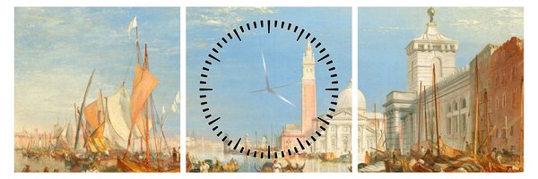 Tablou - Joseph Mallord William Turner, Venice the Dogana and San Giorgio Maggiore, reproducere (cu ceas) (90x30 cm)