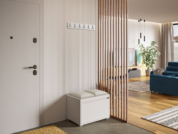 Mobilier pentru hol Kendora 60 + 2 buc. panouri tapițate de perete Pag 30x30 (Alb) (Manila 02). 1059849
