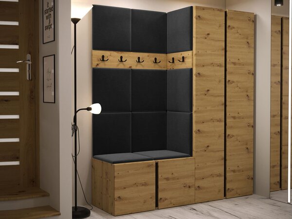 Mobilier Hol Timothy III (Stejar artisan + Stejar artisan + Negru) (Manila 18). 1059881