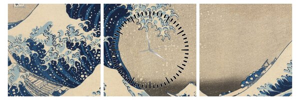 Tablou - Katsushika Hokusai, Under the Wave off Kanagawa, reproducere (cu ceas) (90x30 cm)