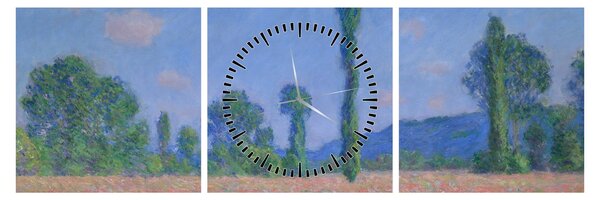 Tablou - Claude Monet, Poppy Field (Giverny), reproducere (cu ceas) (90x30 cm)