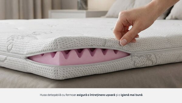 Topper saltea Sleepy, Antistress Silver, 72x190x7, Medie