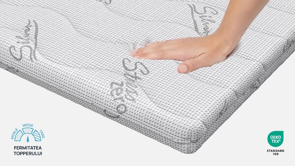 Topper saltea Sleepy, Antistress Silver, 72x190x7, Medie