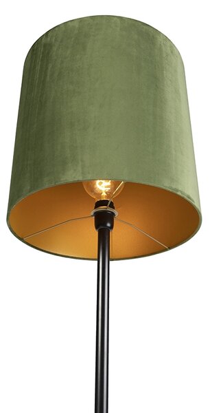 Lampa de podea botanică neagră cu abajur verde 40 cm - Simplo