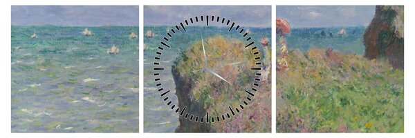 Tablou - Claude Monet, Cliff Walk at Pourville, reproducere (cu ceas) (90x30 cm)