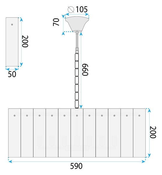 Lampă suspendată Cristal APP1779-CP 60CM Gold