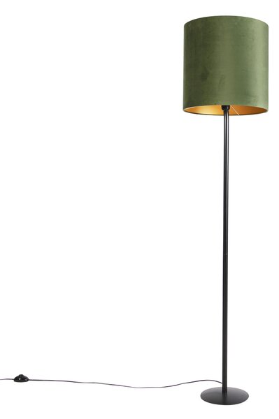 Lampa de podea botanică neagră cu abajur verde 40 cm - Simplo