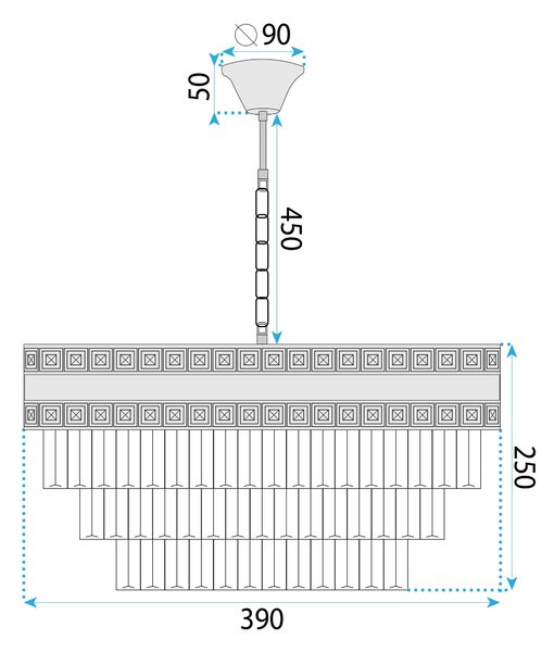 Lampă suspendată Cristal G047-CP 40CM GOLD