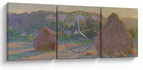 Tablou - Claude Monet, Stacks of Wheat (End of Summer) , reproducere (cu ceas) (90x30 cm)