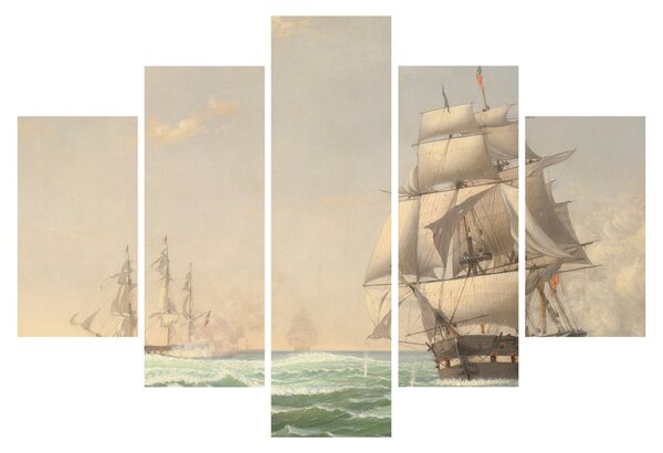 Tablou - Fitz Henry Lane, The United States Frigate President Engaging the British Squadron, reproducere (150x105 cm)