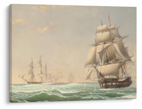 Tablou - Fitz Henry Lane, The United States Frigate President Engaging the British Squadron, reproducere (70x50 cm)