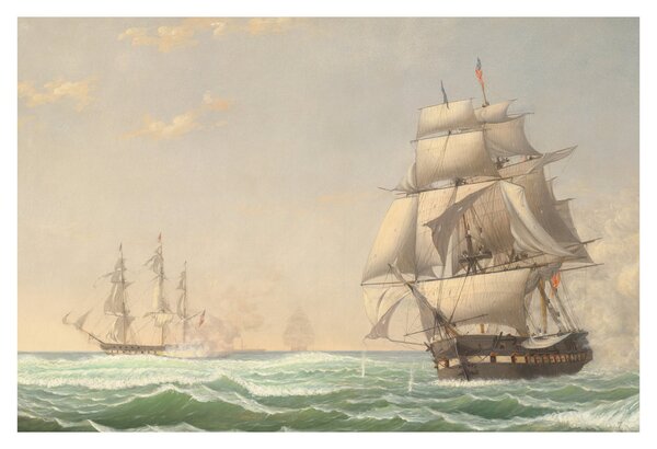 Tablou - Fitz Henry Lane, The United States Frigate President Engaging the British Squadron, reproducere (90x60 cm)