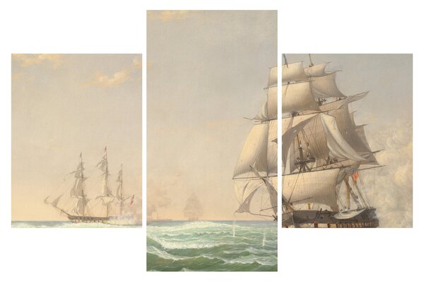 Tablou - Fitz Henry Lane, The United States Frigate President Engaging the British Squadron, reproducere (90x60 cm)