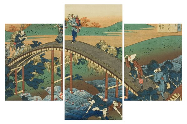 Tablou - Katsushika Hokusai, Ariwara no Narihirafrom the series One Hundred, Poems Explained by the Nurse (Hyakunin isshu uba ga etoki), reproducere (90x60 cm)