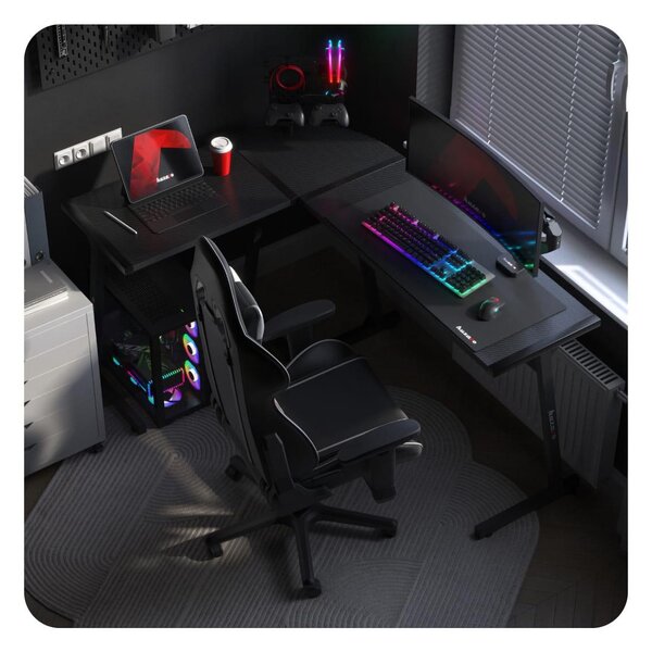 Masă PC de colț Hyperion 6.0 (negru). 1087513