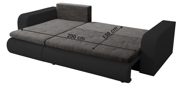 KONDELA Canapea extensibilă, negru/gri, stânga, BURAN ROH