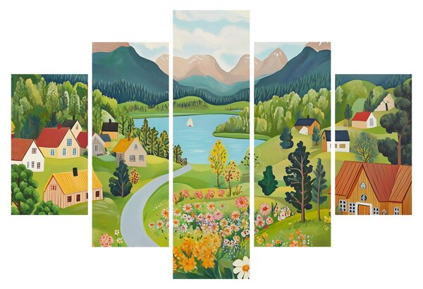 Tablou - Sat în Munți (150x105 cm)