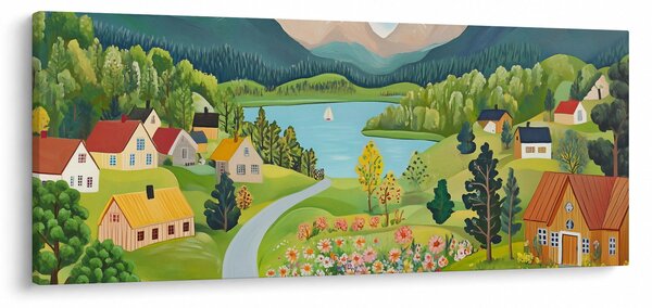Tablou - Sat în Munți (120x50 cm)