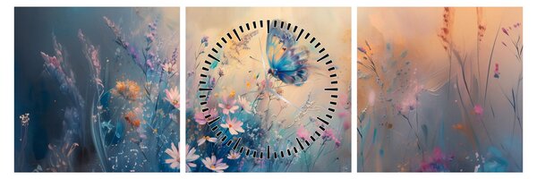 Tablou - Pajiște cu Fluture (cu ceas) (90x30 cm)