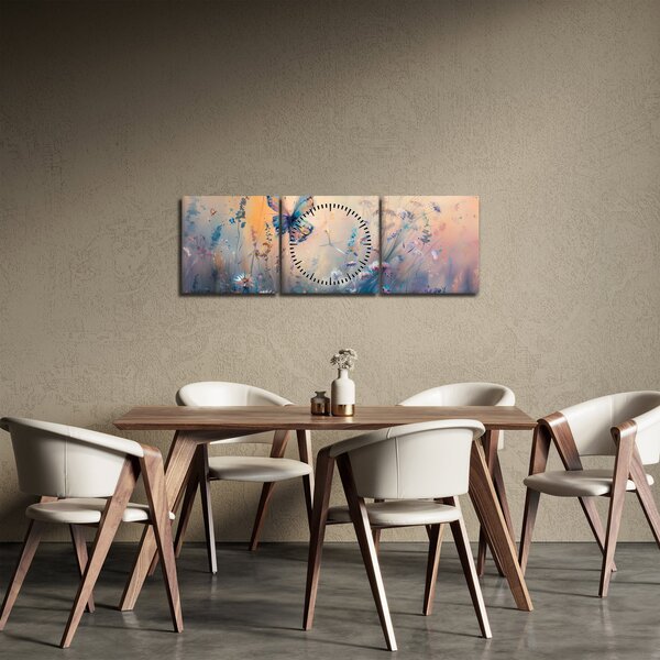 Tablou - Pajiște cu Fluture II (cu ceas) (90x30 cm)