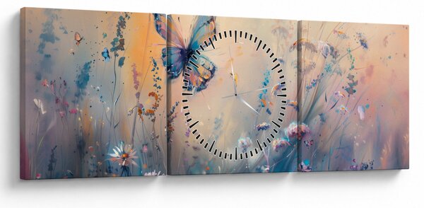Tablou - Pajiște cu Fluture II (cu ceas) (90x30 cm)