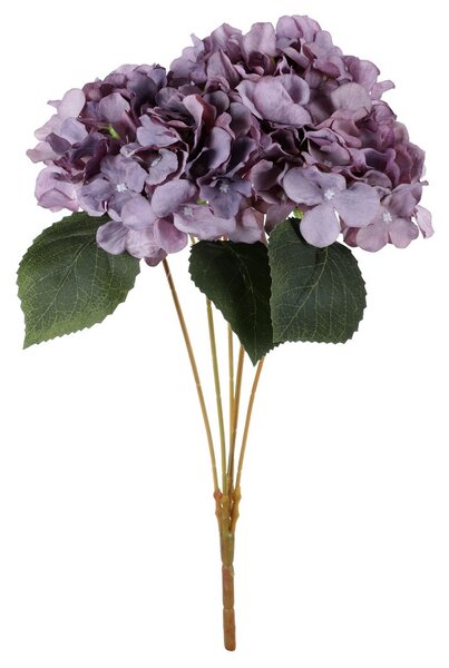 Buchet de hortensie mov, 5 flori, 20 x 43 cm