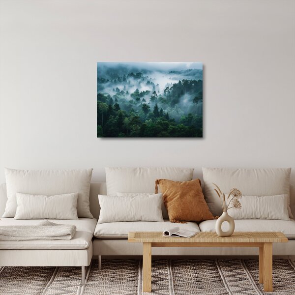 Tablou pe sticlă - Pădure în Ceață (70x50 cm)