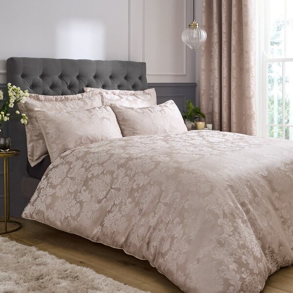 Lenjerie de pat bej din damasc pentru pat dublu, extinsă 230x220 cm Damask Jacquard – Catherine Lansfield