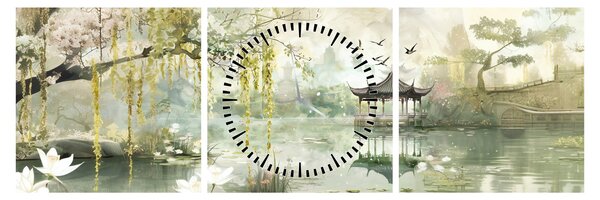 Tablou - Lac Chinezesc (cu ceas) (90x30 cm)