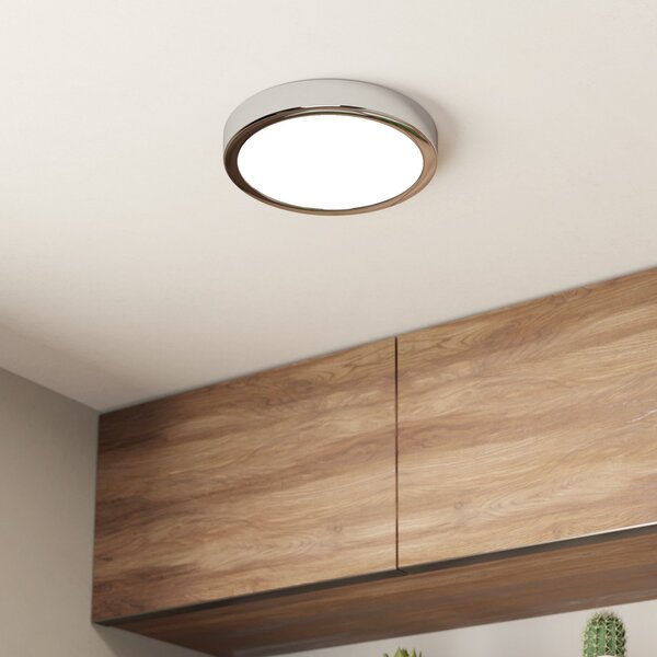 EGLO Plafonieră cu LED Fueva 5 IP44 3000K cromat Ø21cm, Gri, Baie, Metal