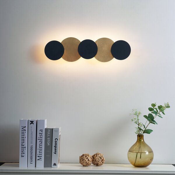 Lampă de perete modernă neagră cu auriu, incl. LED cu 3 trepte de intensitate, 5 lumini - Sunrise 3