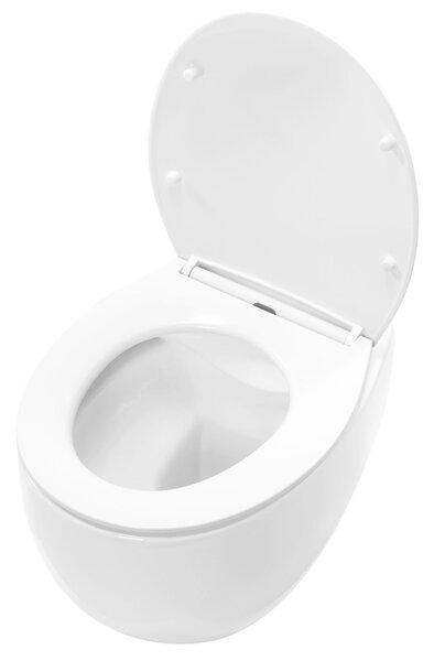 Rea Lars, vas de toaletă montat pe perete fără margine 50x37x29 cm inclusiv scaun cu închidere lentă, alb, REA-C9500