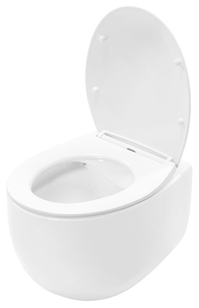 Rea Lars, vas de toaletă montat pe perete fără margine 50x37x29 cm inclusiv scaun cu închidere lentă, alb, REA-C9500