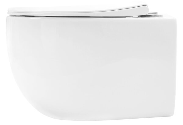 Rea Lars, vas de toaletă montat pe perete fără margine 50x37x29 cm inclusiv scaun cu închidere lentă, alb, REA-C9500