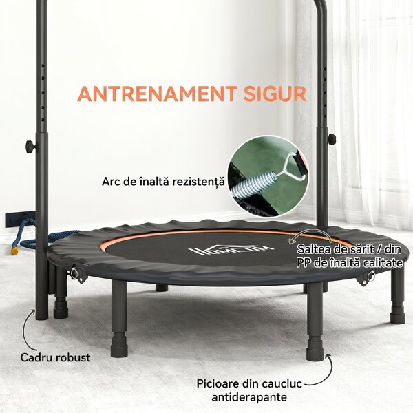 HOMCOM Trampolin Fitness Mini Pliabil de 45", cu Mâner Reglabil cu Spumă, Portocaliu | Aosom Romania