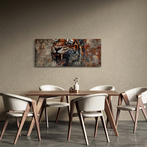 Tablou - Tigru din Cărămizi (120x50 cm)