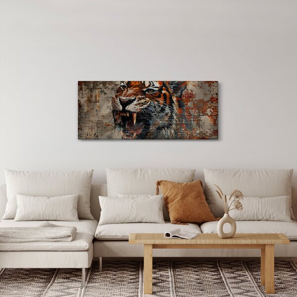 Tablou - Tigru din Cărămizi (120x50 cm)