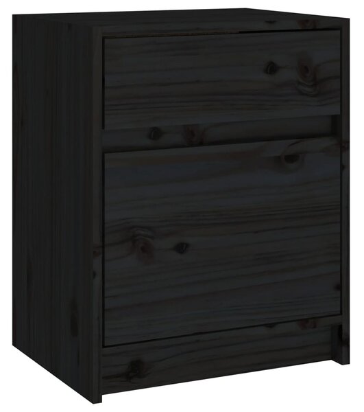 Noptieră, negru, 40x31x50 cm, lemn masiv de pin