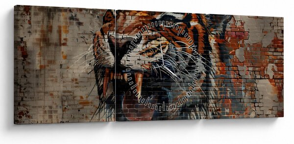 Tablou - Tigru din Cărămizi (cu ceas) (90x30 cm)