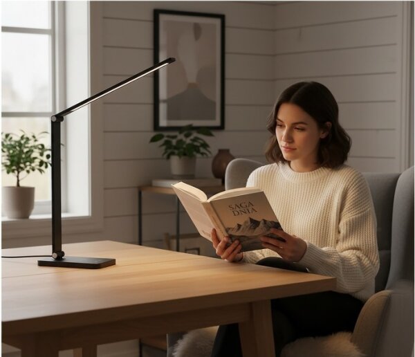 Lampă de birou LED cu dimmer și încărcare wireless NOBLITE Q LED/7W/230V 3000/4000/6500K neagră