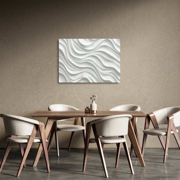 Tablou pe sticlă - Valuri Albe 3D (70x50 cm)