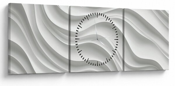 Tablou - Valuri Albe 3D (cu ceas) (90x30 cm)