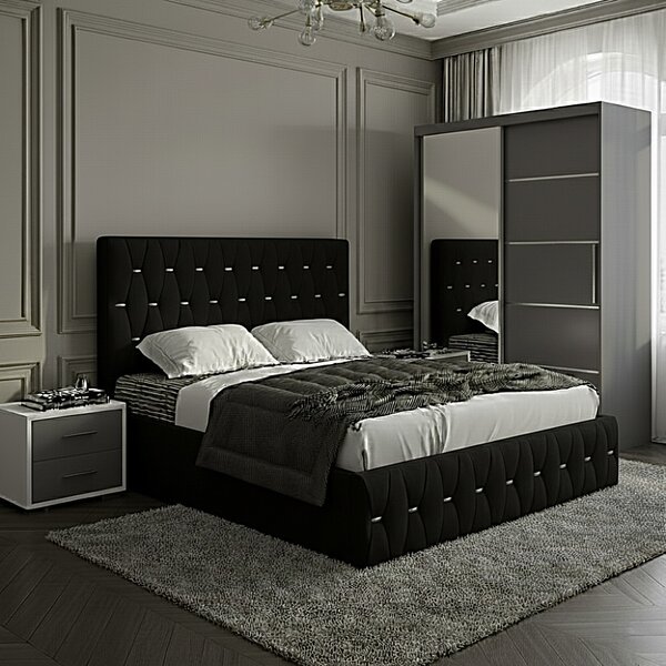 Set dormitor Nova Negru cu Dulap Atlantic 150 Gri