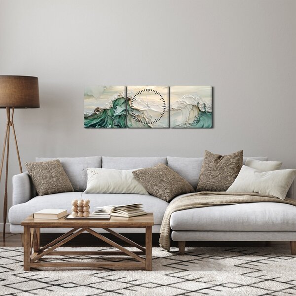 Tablou - Abstracție Marină 3D (cu ceas) (90x30 cm)