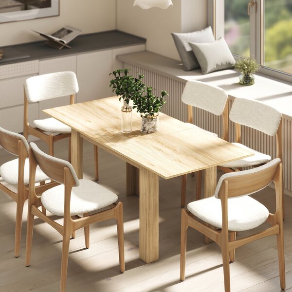 HOMCOM Masa extensibilă, 140-180 cm, finisaj lemn natural, pentru 6-8 persoane | Aosom Romania