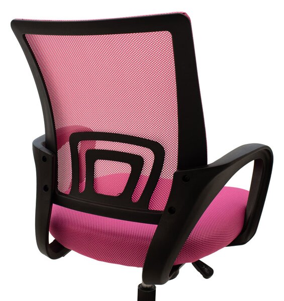 Scaun ergonomic de birou Berto II cu spatar din mesh, – roz/negru, 60x48x85-95 cm
