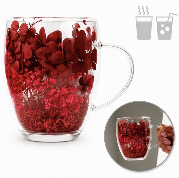 JAKS Pahar termic cu flori în interior 300 ml 1 buc Ruby