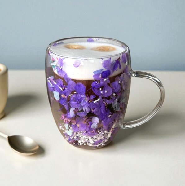 JAKS Pahar termic cu flori în interior 300 ml 1 buc Violet