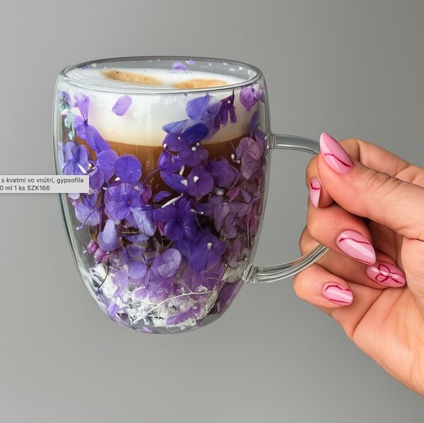 JAKS Pahar termic cu flori în interior 300 ml 1 buc Violet